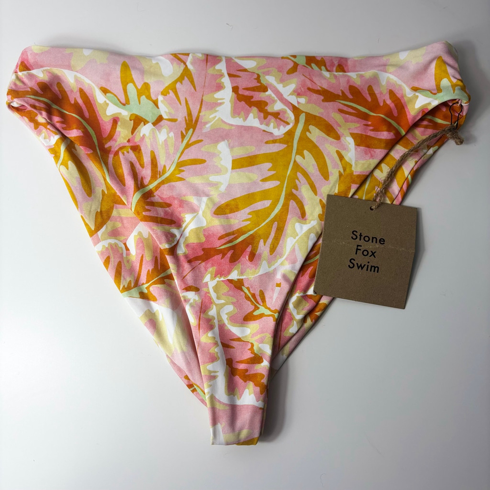 Revolve Stone Fox Swim Bottom XL Sumatra Hot Tropix Pink & Yellow